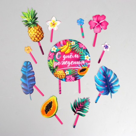 Topper for the cake "Happy Birthday", tropics-2