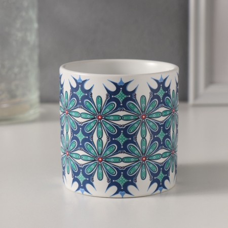 Bank for suppositories Ceramics "Blue Flowers" 200 ml 7.3x7.3x7.3 cm-4