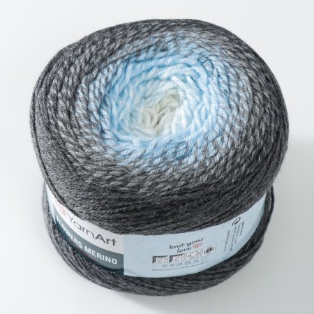 Yarn "Flowers Merino" 75% acrylic, 25% wool 590m/225g (550 Gray-Axva)-1