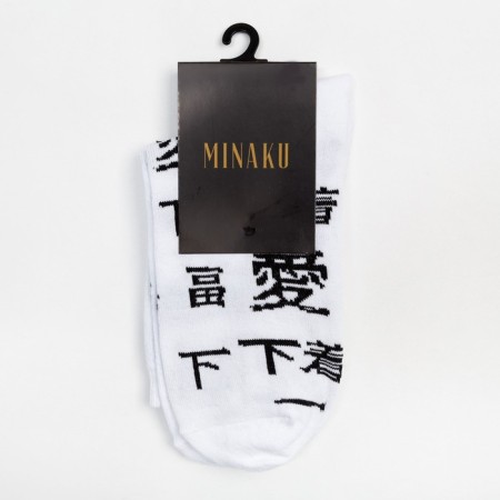 Women's socks minku "hieroglyphs", white color, size 38-39 (25 cm)-2