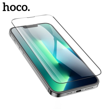 Hoco protective glass for iPhone 14/13/13 Pro, with a frame for installation, full glue, 0.33 mm-1