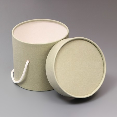 Gift box, round, gray, with a lace, 12 x 12 cm-2