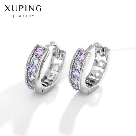 Cooping earrings Xuping shine, d = 1.38 cm, colored in silver
