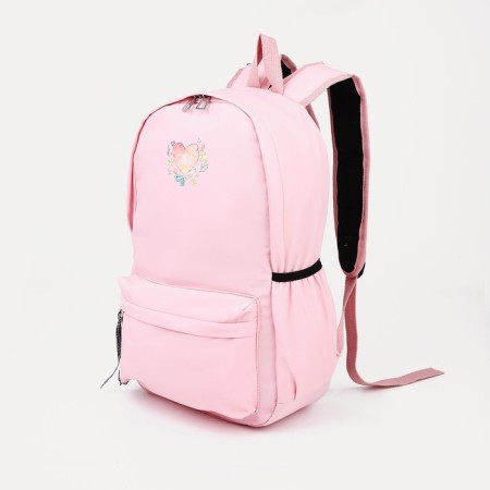 School backpack of textiles on lightning, Cute, 4 pockets, pink color