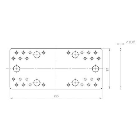 Fasten plate, 210 x 90 x 2 mm, GOTs-1