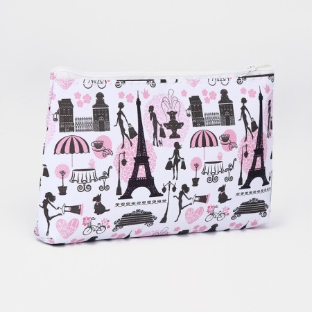 Cosmetic bag with lightning, white/pink color