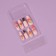 Flame overhead nails, 12 pcs, with glue plates, ballerina shape, beige/red/black color