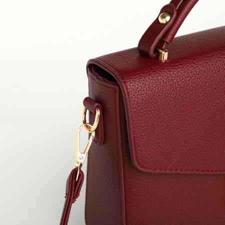 Women's bag on the valve, Textura, small size, burgundy color-7