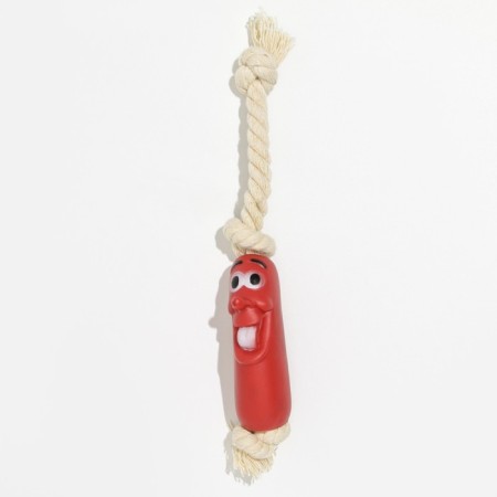 Toy "Funny sausage on a rope" for dogs, 14 cm-1