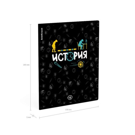 Subject notebook, 48 sheets, cell, history, erichkrause "Inscription", cardboard cover of Twin-lak, block offset 100%, information block-7