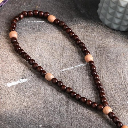 Wooden rosary, with a cross, 27 cm, mix-4