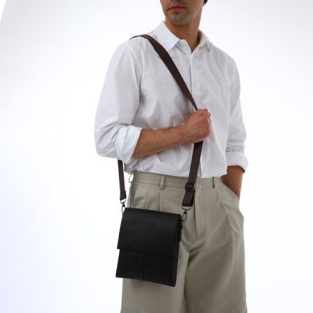 Men's bag over the shoulder, Textura, external pocket, brown color-9
