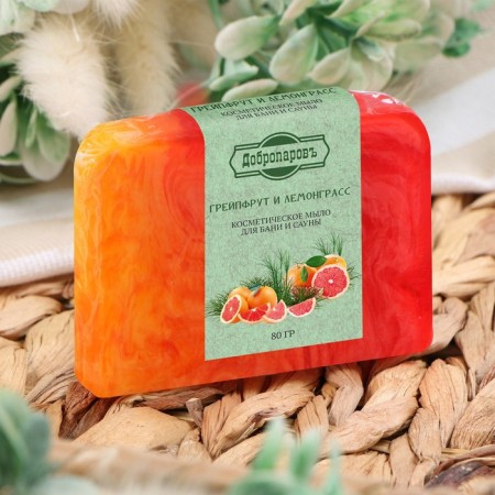 SPA soap - care for the bath and sauna "Grapefruit and Lemongrass" Dobroparov Handmade 80 grams