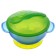 Feeding set: a bowl on a suction cup with a lid, spoon, blue color