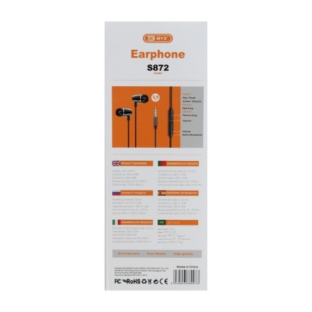 Nausiki Byz S872, wired, vacuum, 3.5 mm, 1.2 m, black-3
