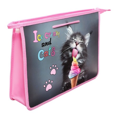 Folder with A4 handles, 340 x 245 x 75 mm, plastic, pens-snuffs, onyx "kitten with ice cream"