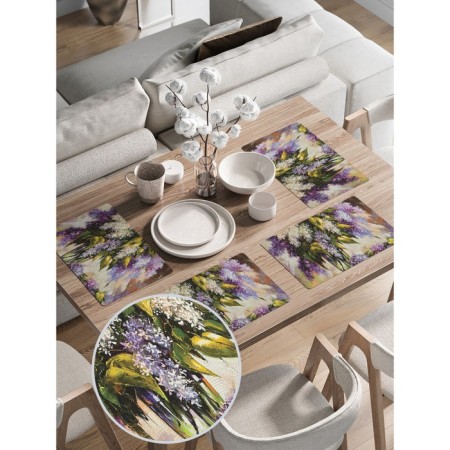 A set of napkins for setting the table "Bouquet of lilacs", rectangular, rounded edges, size 30x46 cm, 4 pcs-1