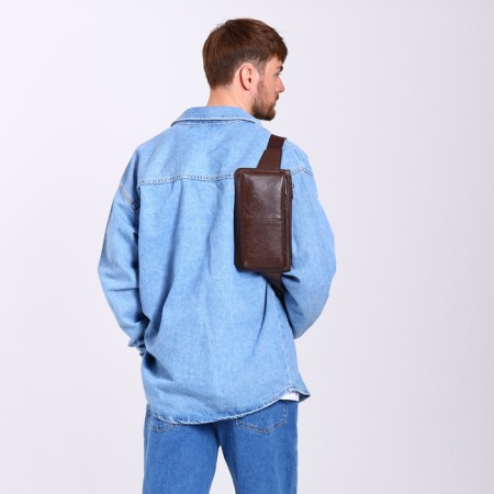 Board belt on a zipper, 2 outer pockets, brown color-6