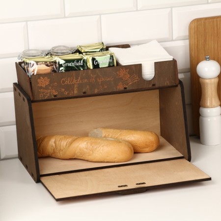 Bread a wooden bread with a stand under spices, 35.6 x 20.4 x 24.8 cm, wenge-1