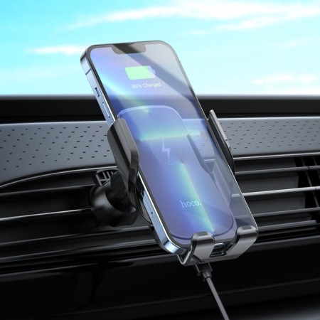 Hoco CA202 car holder, wireless charging, for 4.5-7.0 ", 2 A, 90 mAh, 15 watts, black-6