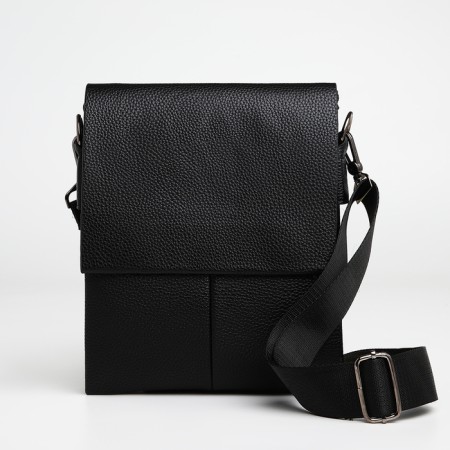 Male bag over the shoulder, Textura, external pocket, black color-3