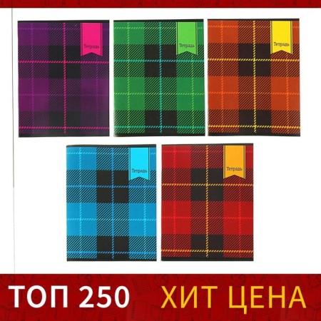 Notebook of 48 sheets in Calligrata "Scottish", cover coated cardboard, block No. 2, whiteness 75% (gray sheets), mix