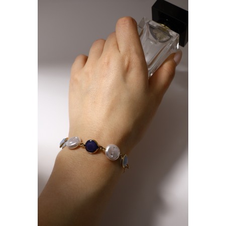 Bracelet "Night" with pearls, colored in gold, l = 16 cm-1