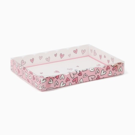 Box for confectionery products with PVC “Heart” lid, 22 × 15 × 3 cm-1
