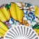 Fan plastic, textile "Lemon ornament" mix 23 cm