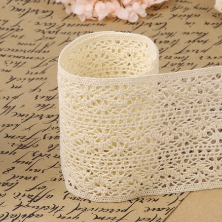 Knitted lace, 115 mm × 10 ± 1 m, beige color-2