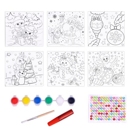 New Year's set for creativity. Christmas balls for coloring "New Year! New Year's miracles ", 6 pcs, paints-5