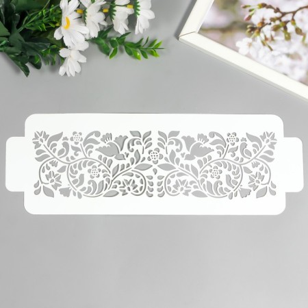 Tencil of border plastic "Pattern of birds of the Flower" Plastic, 11x32 cm-1