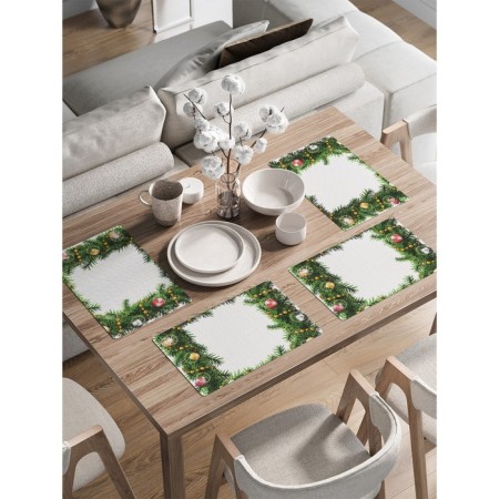 A set of napkins for setting the Christmas Vinette table, rectangular, rounded edges, size 30x46 cm, 4 pcs