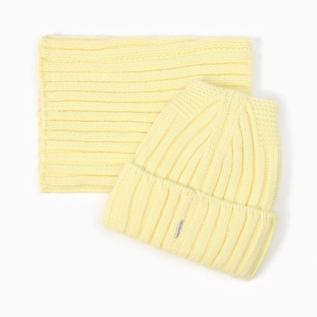 Kit for children (hat, snood), yellow color, size 52-54-3