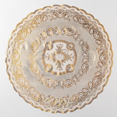Openwork napkin for the table “Blossoming”, 60 × 60 cm, PVC, gold color-1