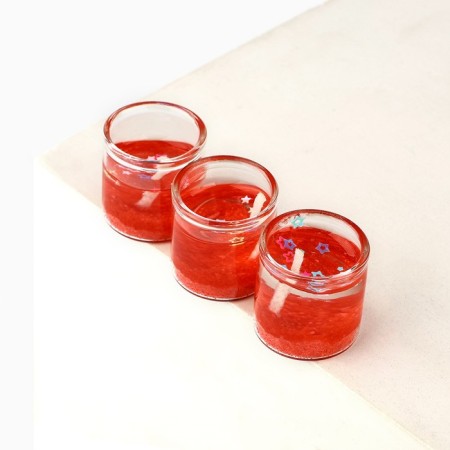 New Year. New Year gel candles "Happy New Year!" 3 pcs, red, 2.5 x2.5 x 2.5 cm-3