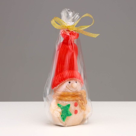 Decorative candle "Fairytale Snowman", 6.2x5x13.2 cm, red-6
