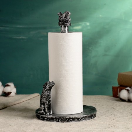 Paper towel holder "Dog with bird" 17x17x26cm