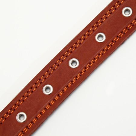 Leather collar on felt decorated, 65 x 3.5 cm, Osh 50-60 cm, brown-5