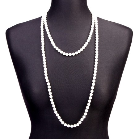Carnival beads for pearls, 1.5 m, 8 mm, white color-1