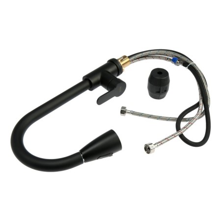 Kitchen mixer Zein Z1299, single -leaf, drawer, brass, black color-10