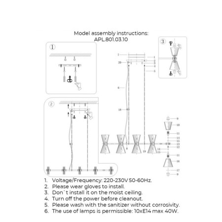 Suspended chandelier Elinor E14 400W-11