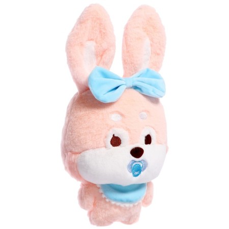 Soft toy "Bunny" with a bow, 20 cm, peach color-1