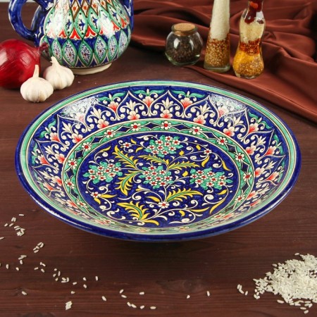 Largan Rishtan ceramics "Flowers", 33 cm, Blue Mix