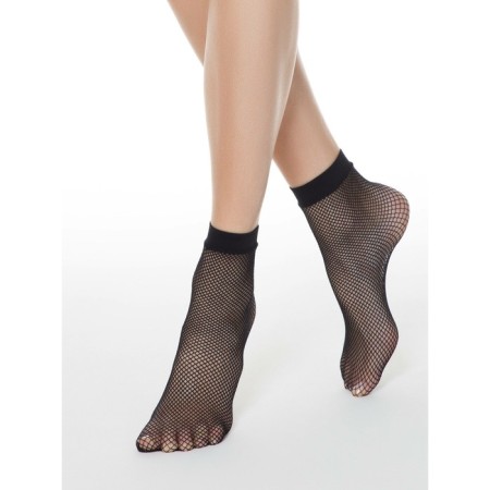 Women's socks in a small net Conte Elegant Rette Socks-Medium, size 23-25, color Nero