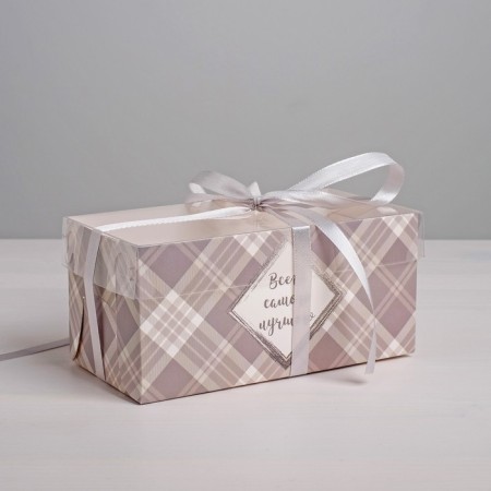 Capcake box, confectionery packaging, 2 cells “all the best”, 16 x 8 x 7.5 cm