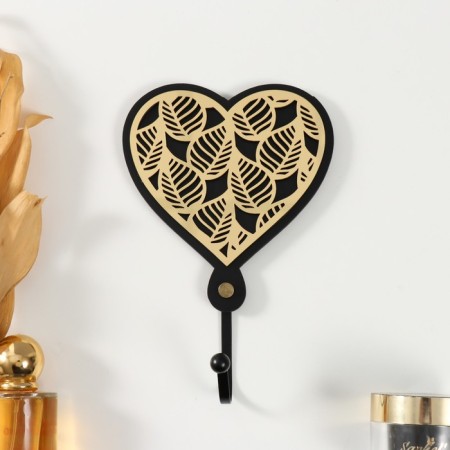 Decorative tree “Heart with leaves” Black, mirror 4.3x12.4x19 cm
