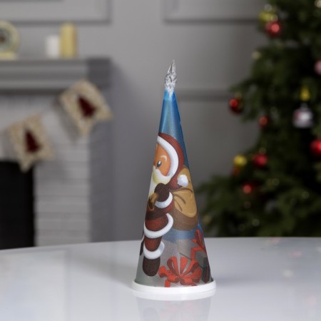 LED figure "Christmas tree with Santa Claus" 7.5 × 21 × 7.5 cm, plastic, batteries CR2032x1, glow of multi-2