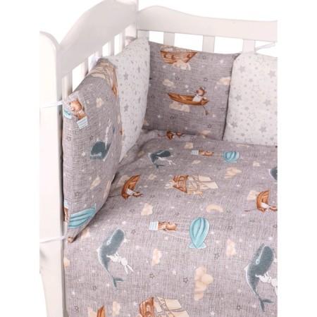 Set in a crib, 15 items, travelers print, calico-2