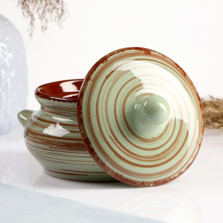 Ceramic pot for baking "Tandy" 0.5l / 13x9.5cm, mint-1